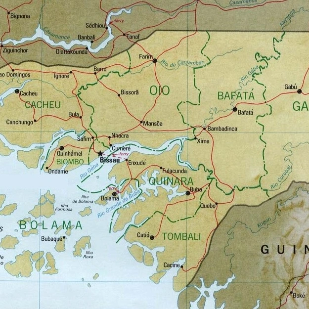 Mapa geográfico da Guiné-Bissau